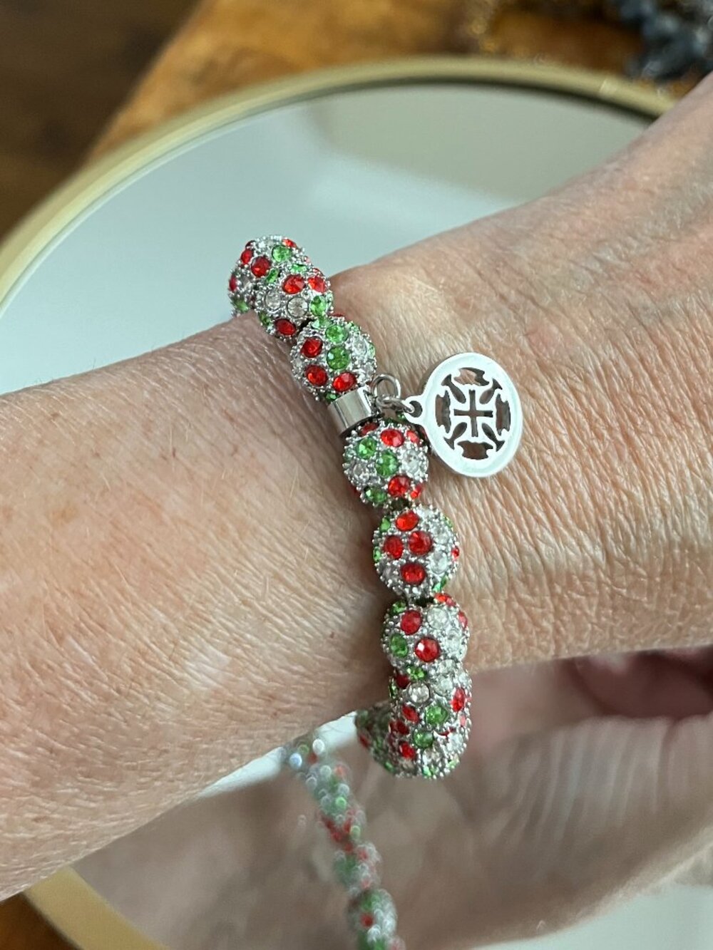 Rustic Cuff Gorgeous and Colorful Shambala and Stainless Stretch Bracelet